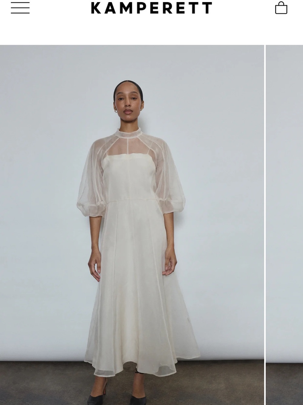 Kamperett Meiere Midi Ivory Organza Dress
